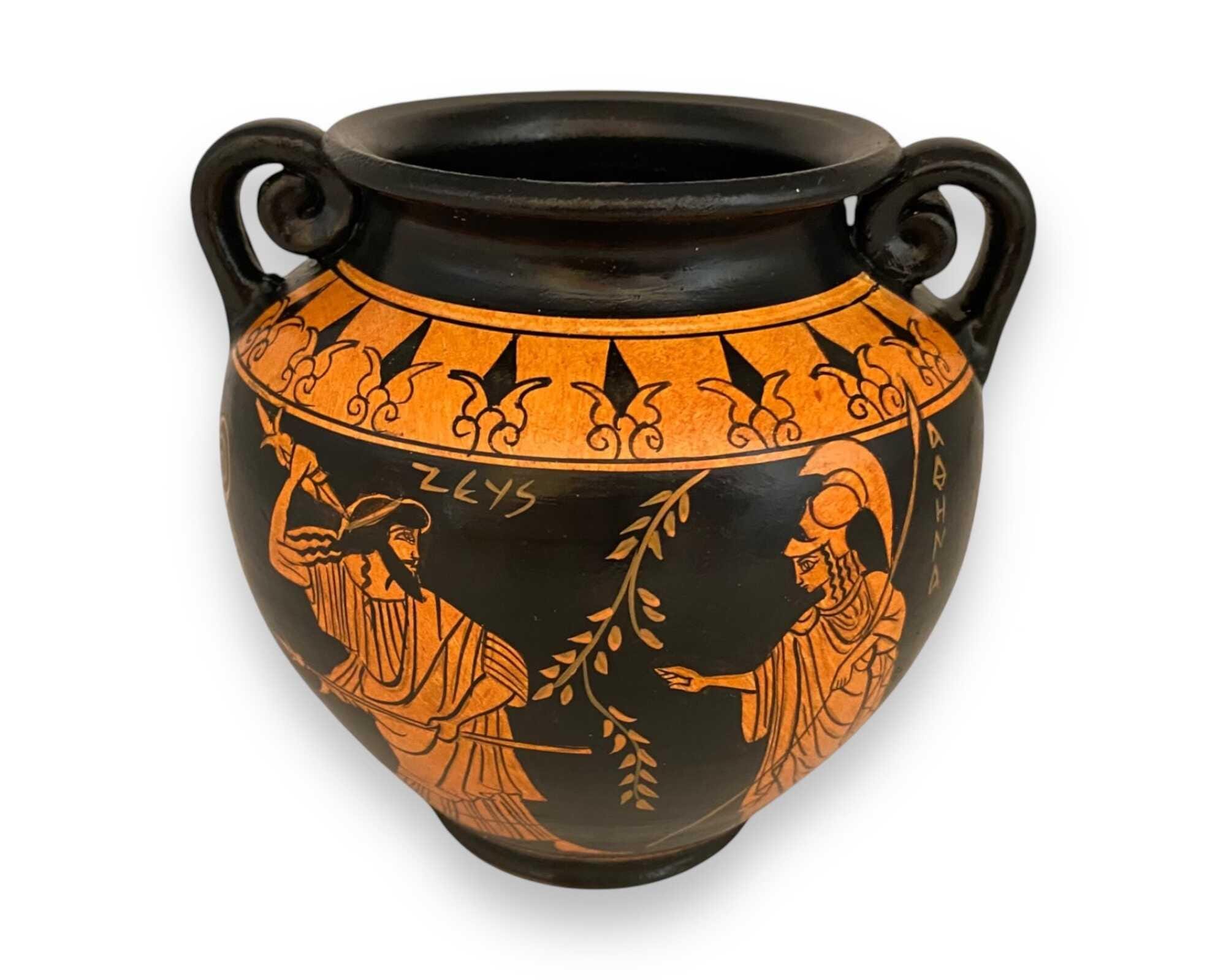 God Zeus With Athena and Ares,greek Pottery ,red Figure Krater