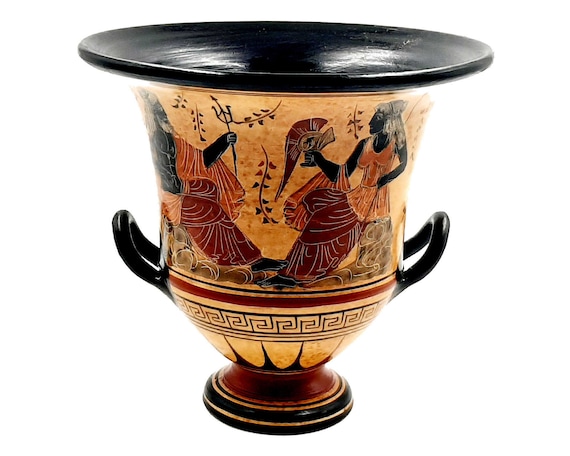 古代ギリシャ陶器クラテル 21 cm、神話のオリンピアの神々を表現