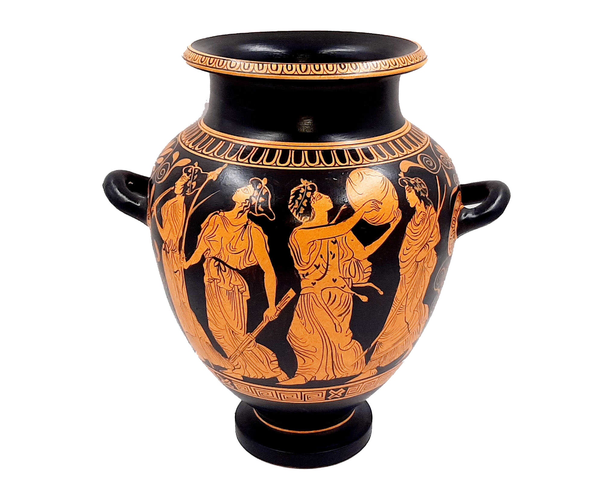 Red Figure Stamnos 26cm,shows God Dionysus With Maenad,museum