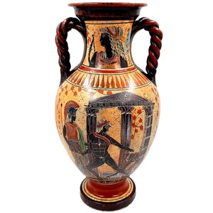 Greek Vase,Amphora 36cm,Multicolored,shows Theseus and the Minotaur