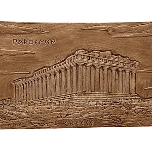 Relief terracotta Slab 26*16cm,Bronze Patina,reprasanting Partenon temple of Acropolis