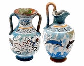 Set of 2 Minoan Art vases 13cm,Ancient Greek Pottery