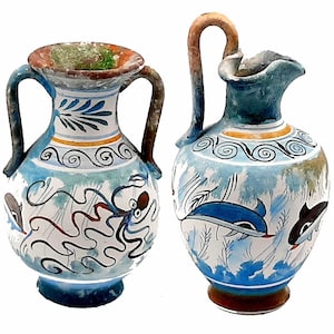 ギリシャ クレタ島の壺、花瓶 22 cm、ミノア美術陶器 - Etsy 日本