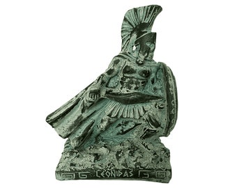 Estatua de Leónidas, rey de Esparta, escultura de yeso verde 16,5 cm