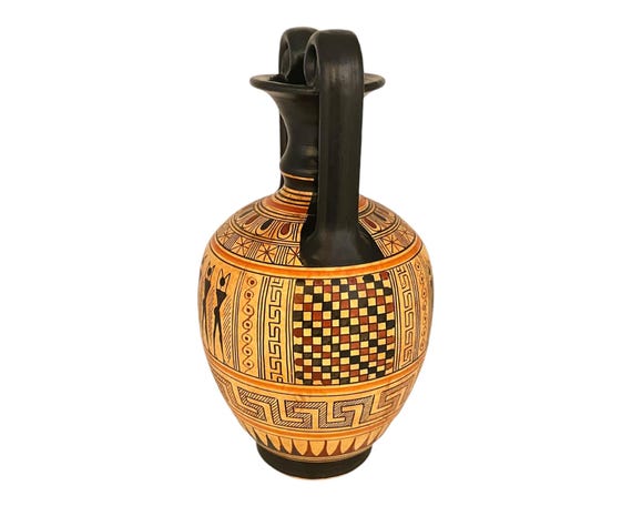 幾何学模様の陶器花瓶 幾何学模様の花瓶 24 cm、古代ギリシャ陶器アンフォラ - Etsy 日本