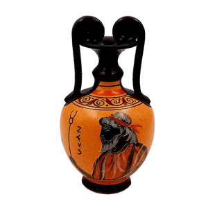 Greek Amphora 16cm,Antient Pottery,shows God Zeus