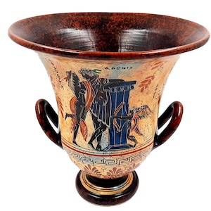 Krater 26cm,Ancient Greek Pottery,shows Adonis with Godess Aphrodite,God Hermes with Semele