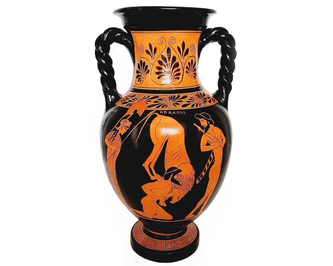 Red Figure Pottery Vase 36cm, Odysseus With Penelope, Hercules - Etsy