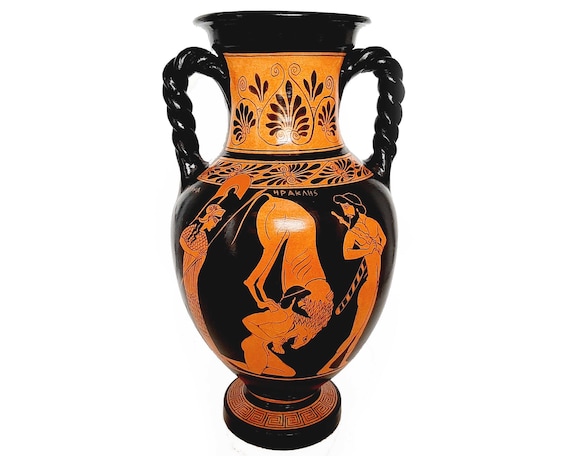 Vase en poterie à figures rouges 36cm, Ulysse avec Pénélope