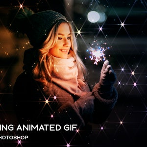 Flickering animated action for Photoshop with highlights, photo overlays for Photoshop, action, sparkles, bokeh,magic atmosphere,gif,twinkle