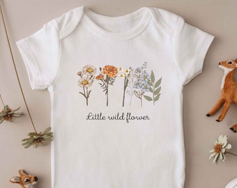 Wildflower Bodysuit | Cute Personalized Baby Bodysuit | 1st Birthday Gift | Baby Shower Gift | Custom Baby Christmas Gift for Newborn