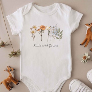 Wildflower Bodysuit | Cute Personalized Baby Bodysuit | 1st Birthday Gift | Baby Shower Gift | Custom Baby Christmas Gift for Newborn