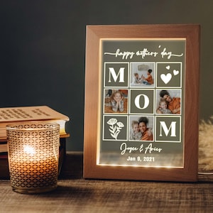 Veilleuse avec cadre photo pour maman Cadeaux Fête des Mères Cadeaux personnalisés pour maman, grand-mère Lampe LED à cadre en bois avec image Cadeau d'anniversaire image 5