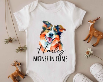 Partner in Crime Baby Bodysuit Dog | Customized Baby Bodysuit | Custom Baby Gift |  Baby Boy Gift | Birthday Gift for Christmas