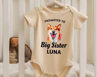 Promosso a Body per cani Big Sister / Body per neonato personalizzato / Regalo di Natale per neonati / Regalo per neonati personalizzato / Regalo per neonato / Tutina di compleanno