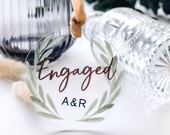 Custom Engagement Keepsake | Personalized Acrylic Engagement Ornament | Mr Mrs Wedding Gift | Christmas Couple Gift | Newlywed Gift