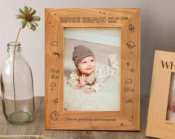 Personalized Baby Boy Picture Frame | Custom Newborn Photo Frame | Birth Stats Keepsake | New Parents Gifts | New Baby Gift | Nursery Decor