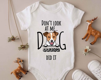 Don't Look at Me Baby Dog Bodysuit | Cute Personalized Baby Bodysuit | 1st Birthday Gift | Baby Shower Gift | Custom Baby Christmas Gift