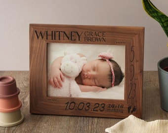 Personalized Birth Announcement Picture Frame | New Baby Gifts | Newborn Picture Frame Keepsake  | New Parents Gift | Baby Boy Girl Gift