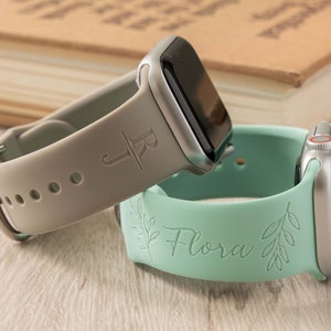 Floral Silicone Watch Band Personalized Mint Watch Band Engraved Watch Band Birthday Gifts for Best Friend Christmas Gift for Women image 6