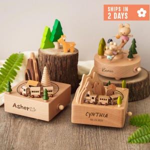 Caja de música de tren de madera personalizada, regalo para baby shower, regalo de primer cumpleaños, recuerdo para niños, regalos para recién nacidos, caja de música con nombre grabado