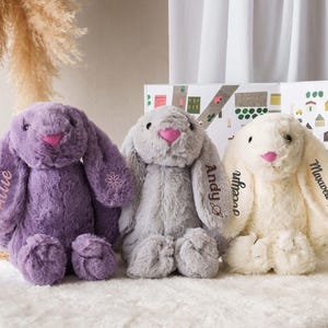 Custom Monogrammed Bunny Rabbit, Easter Baby Gift, Personalized Embroidered Bunny, Soft Plush Toy, Baby Gift, Newborn Gift [W] image 8