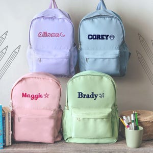 Back To School Personalized Toddler Backpack: Embroidered Pastel Kids Schoolbag With Side Pocket [R] 画像 9
