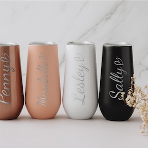 Personalized 6oz Bridesmaid Champagne Flute Tumbler, Custom Laser Engraved Bridesmaid Proposal Gift, Insulated Tumblers Bachelorette Party image 8