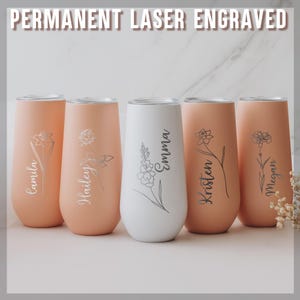 Personalized 6oz Bridesmaid Champagne Flute Tumbler, Bridesmaid Proposal Gift, Gift for Her, Insulated Tumblers Bachelorette Party