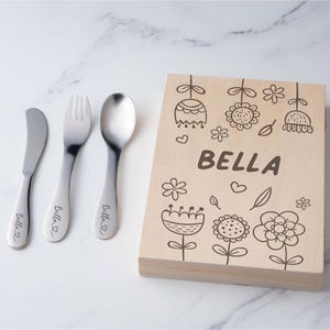 Personalized Kids Cutlery with Name, Baptism gift, Toddler Gift, Stainless Steel Tableware, Baby Shower, Children Cutlery Set of 3