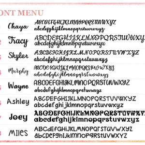 the font and numbers of a handwritten font