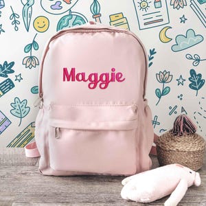 Back To School Personalized Toddler Backpack: Embroidered Pastel Kids Schoolbag With Side Pocket [R] 画像 13
