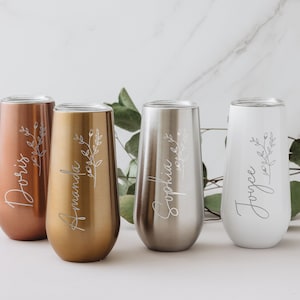 Personalized 6oz Bridesmaid Champagne Flute Tumbler, Custom Laser Engraved Bridesmaid Proposal Gift, Insulated Tumblers Bachelorette Party image 9