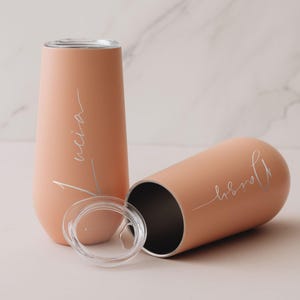 Personalisierte 6 Unzen Brautjungfer Champagnerflöte Becher, Brautjungfer Vorschlag Geschenk, Geschenk für sie, Insulierte Becher Junggesellenabschied Bild 8