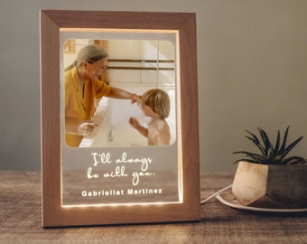 Personanlized Picture Frame Night Light | Memorial Gifts with Photo | Wooden Photo Frame with LED Light | In Loving Memory Remembrance Gift