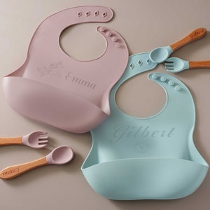 Custom Name Silicone Baby Bib Personalized Baby Girl Gifts Toddler Girl Gift for Christmas Present New Mom Gift Babys First Birthday image 7