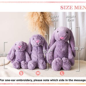 Custom Monogrammed Bunny Rabbit, Easter Baby Gift, Personalized Embroidered Bunny, Soft Plush Toy, Baby Gift, Newborn Gift [W] image 6