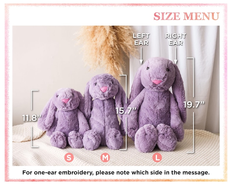 Custom Monogrammed Bunny Rabbit, Easter Baby Gift, Personalized Embroidered Bunny, Soft Plush Toy, Baby Gift, Newborn Gift [W] image 6
