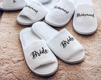 Bridal Party Slippers | Custom Bridesmaid Slippers | Bride Spa Slippers | Bachelorette Party Slippers | Christmas Present for Her