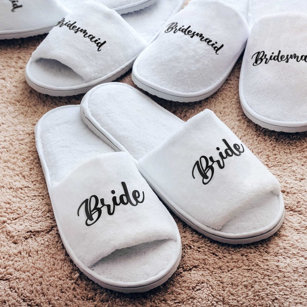 Bridal Party Slippers | Custom Bridesmaid Slippers | Bride Spa Slippers | Bachelorette Party Slippers | Christmas Present for Her