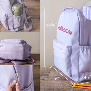Back To School Personalized Toddler Backpack: Embroidered Pastel Kids Schoolbag With Side Pocket [R] 画像 6