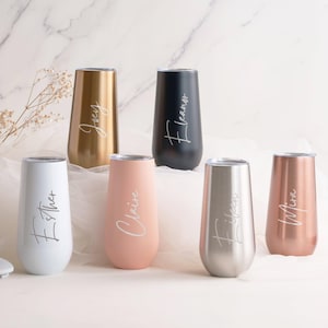 Personalized 6oz Bridesmaid Champagne Flute Tumbler, Gift for Her, Bridesmaid Proposal Gift, Insulated Tumblers Bachelorette Party