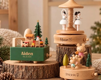 Christmas Gift for Girls: Personalized Wooden Ballerina Music Box