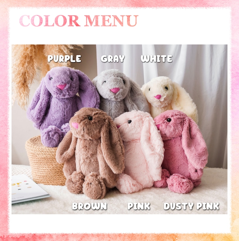 Personalized Plush Bunny Rabbit Newborn Baby Gift Embroidered Easter Bunny Toy Baby Shower Gifts Stuffed Bunny Doll Kids Gift image 3