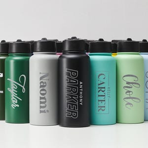 Customized Stainless Steel Water Bottle 32oz, Sports Bottle, Personalized with Name or Logo, Perfect for Holidays, Fitness, and Events