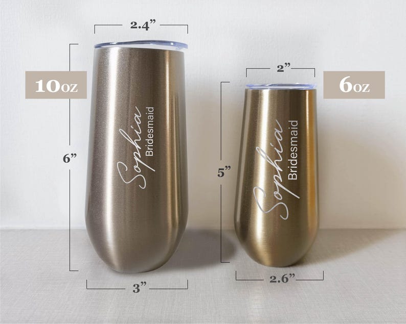 Personalisierte 6 Unzen Brautjungfer Champagnerflöte Becher, Brautjungfer Vorschlag Geschenk, Geschenk für sie, Insulierte Becher Junggesellenabschied Bild 6