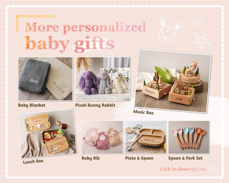 Custom Monogrammed Bunny Rabbit, Easter Baby Gift, Personalized Embroidered Bunny, Soft Plush Toy, Baby Gift, Newborn Gift [W] image 10