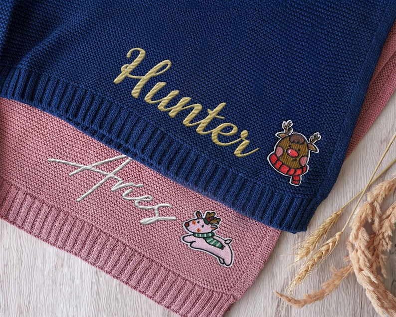 Anpassad filt för babynamn, babypresent, nyföddfilt med namn, babyshowerpresent, personlig filt för flicka eller pojke bild 16