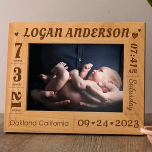 Personalized Baby Boy Picture Frame | Custom Newborn Photo Frame | Birth Stats Keepsake | New Parents Gifts | New Baby Gift | Nursery Decor