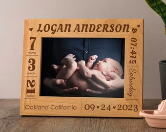 Personalized Baby Boy Picture Frame | Custom Newborn Photo Frame | Birth Stats Keepsake | New Parents Gifts | New Baby Gift | Nursery Decor